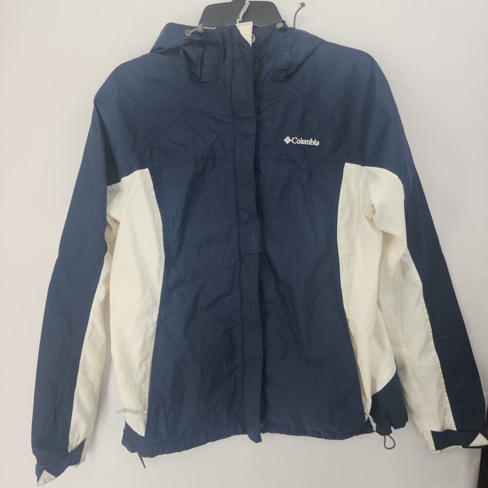 Columbia Sportswear Omni Tech Waterproof Jacket Navy Cream Color Block XL